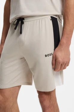 Cotton-blend pyjama shorts with colour-blocking