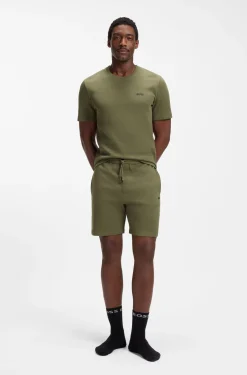 Cotton-blend pyjama shorts with embroidered logo