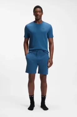 Cotton-blend pyjama shorts with embroidered logo