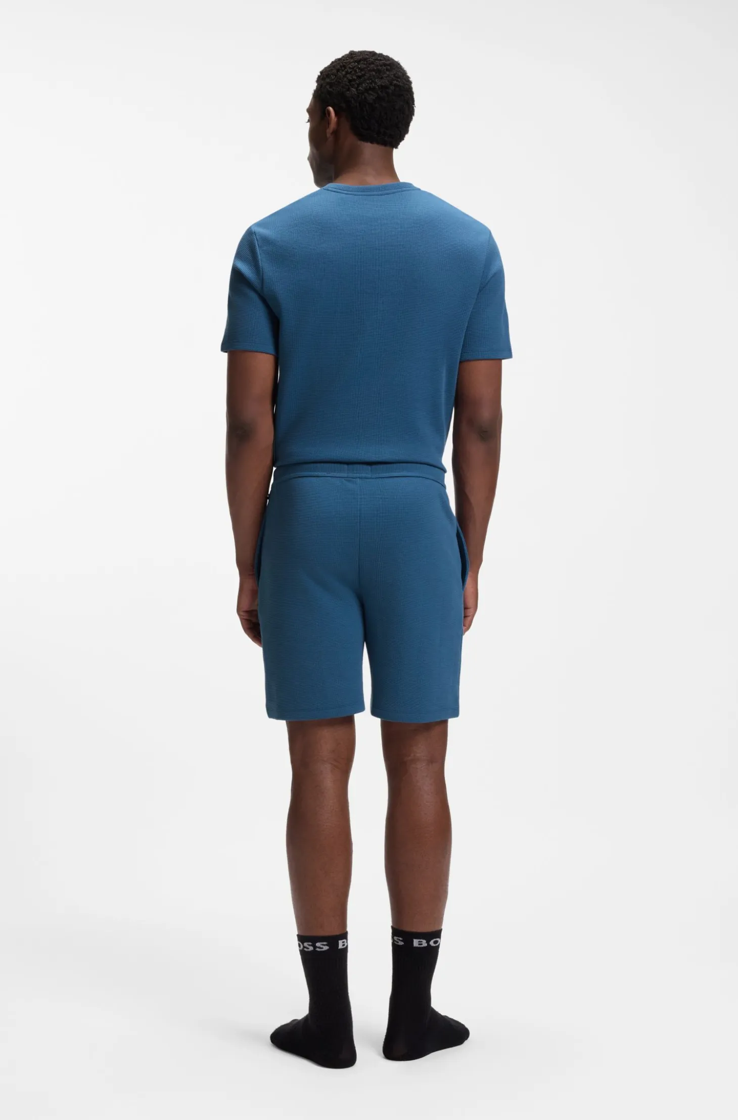 Cotton-blend pyjama shorts with embroidered logo