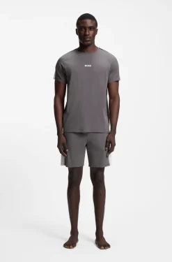 Cotton-blend pyjamas with contrast inserts