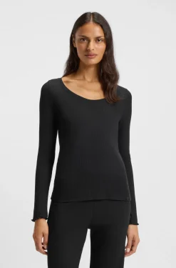 Cotton-blend pyjama top with waffle structure