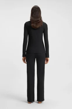 Cotton-blend pyjama top with waffle structure