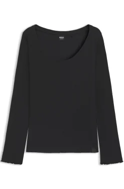 Cotton-blend pyjama top with waffle structure