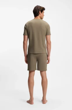 Cotton-blend pyjama T-shirt with embroidered logo