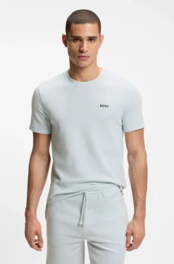 Cotton-blend pyjama T-shirt with embroidered logo