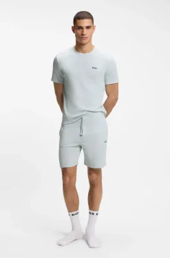 Cotton-blend pyjama T-shirt with embroidered logo