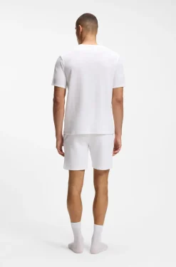 Cotton-blend pyjama T-shirt with embroidered logo
