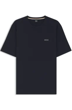 Cotton-blend pyjama T-shirt with embroidered logo