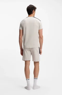 Cotton-blend pyjama T-shirt with colour-blocking