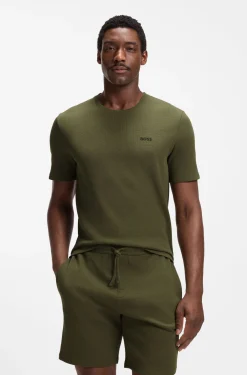Cotton-blend pyjama T-shirt with embroidered logo