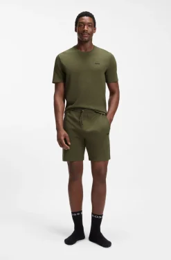 Cotton-blend pyjama T-shirt with embroidered logo