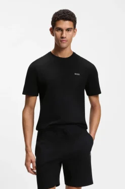 Cotton-blend pyjama T-shirt with embroidered logo