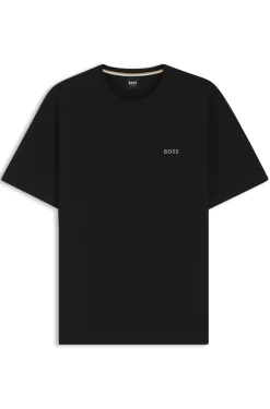 Cotton-blend pyjama T-shirt with embroidered logo