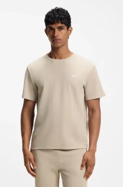 Cotton-blend pyjama T-shirt with embroidered logo