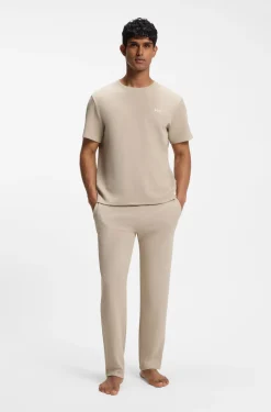 Cotton-blend pyjama T-shirt with embroidered logo