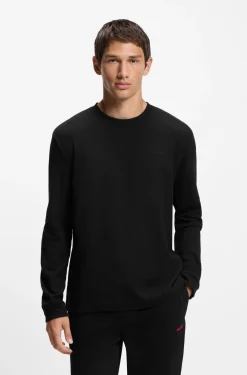 Cotton-blend pyjama T-shirt with waffle structure