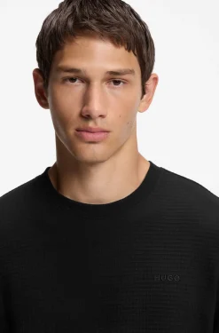 Cotton-blend pyjama T-shirt with waffle structure