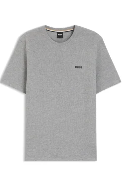 Cotton-blend pyjama T-shirt with embroidered logo