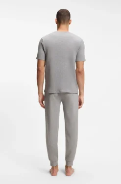 Cotton-blend pyjama T-shirt with embroidered logo