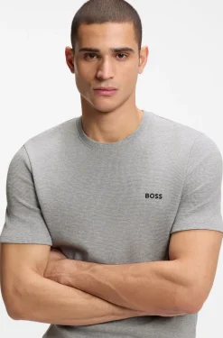 Cotton-blend pyjama T-shirt with embroidered logo
