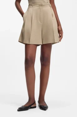 Cotton-blend shorts with chain trim