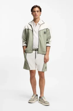 Cotton-blend shorts with embroidered logo artwork