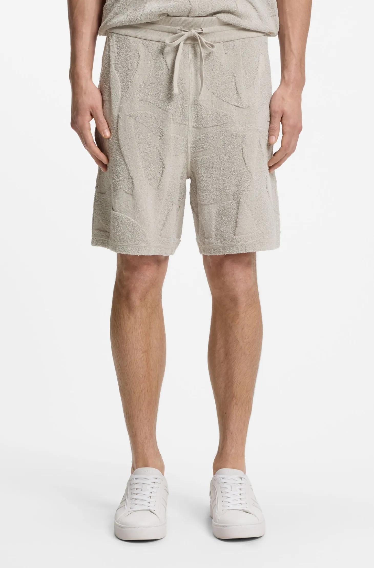 Cotton-blend shorts with knitted graphics