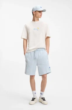 Cotton-blend shorts with logo label