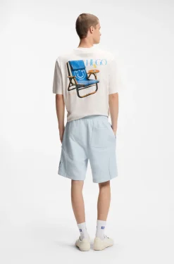 Cotton-blend shorts with logo label