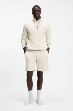 Cotton-blend shorts with metallic logo
