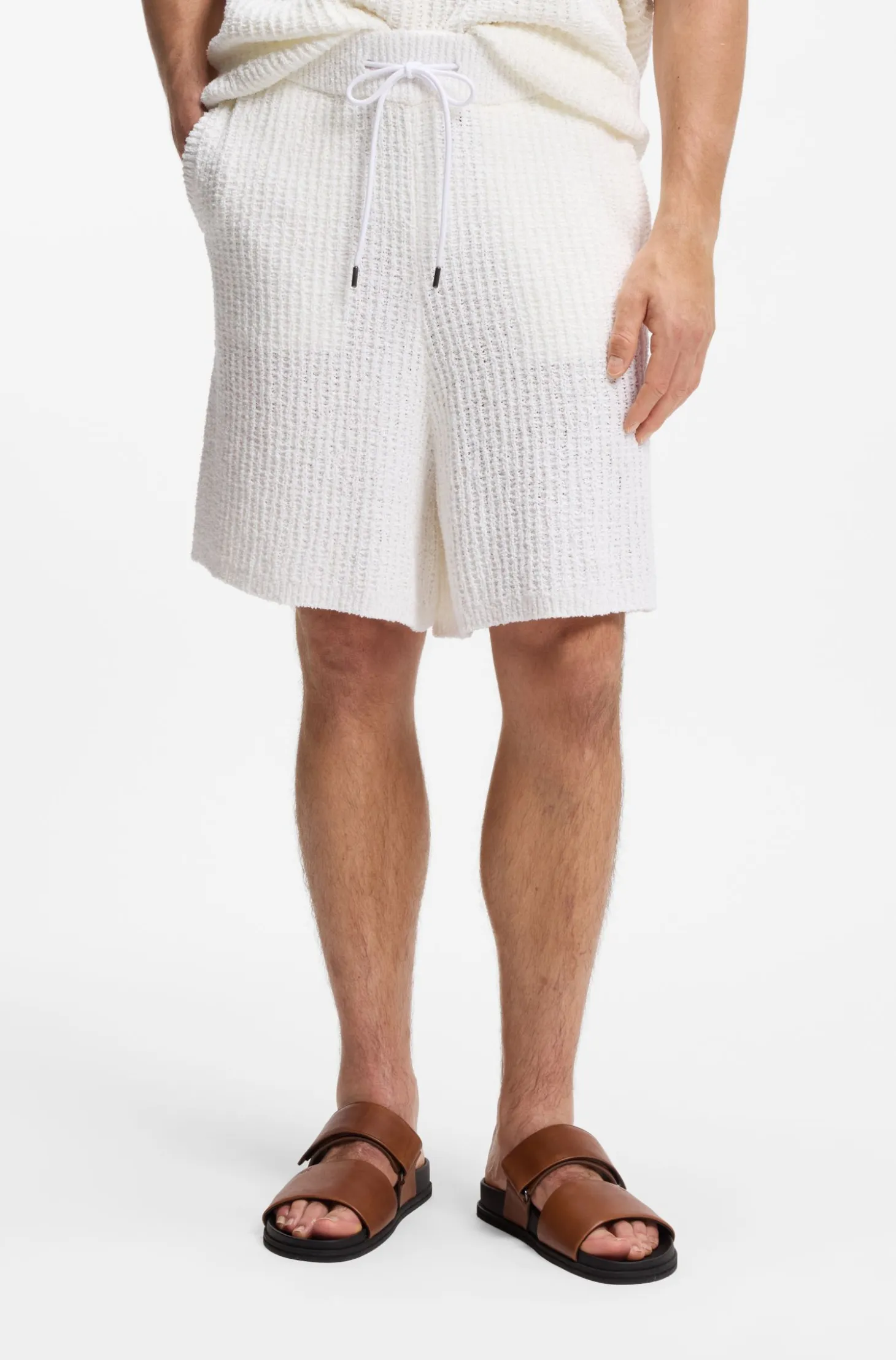 Cotton-blend shorts with rib knit