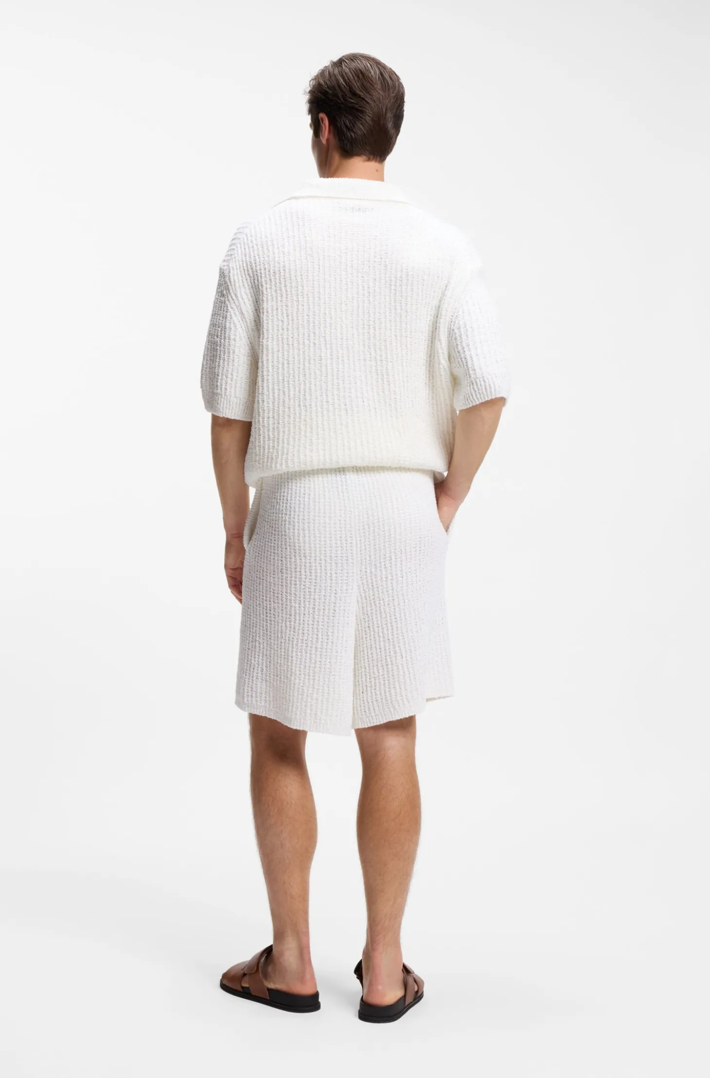 Cotton-blend shorts with rib knit