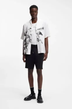 Cotton-blend shorts with stacked-logo trim