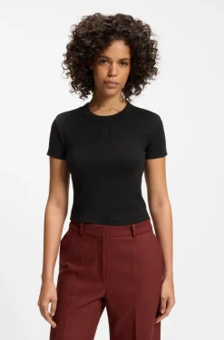 Cotton-blend slim-fit T-shirt with embroidered logo