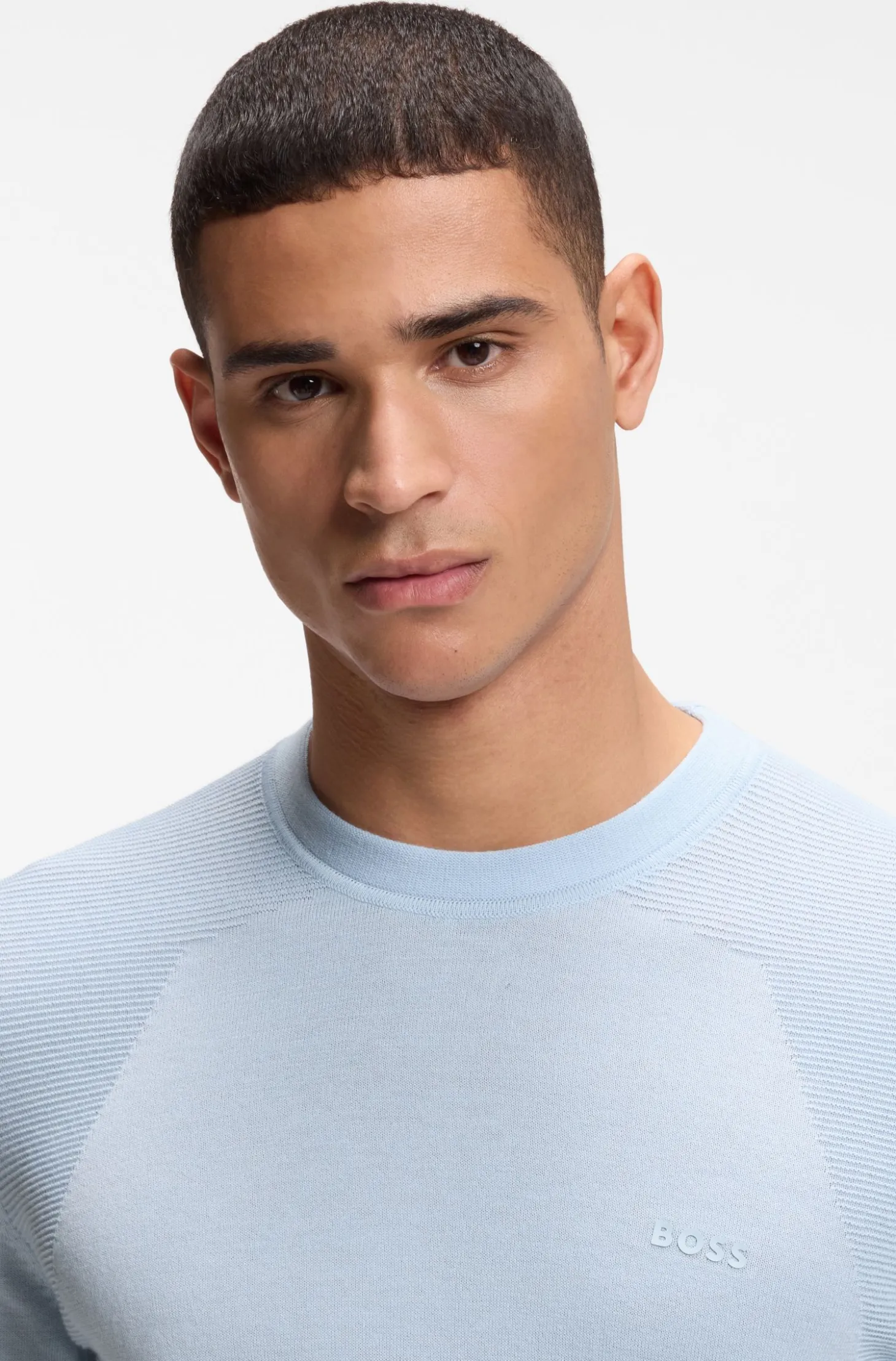 Cotton-blend sweater with bodymapping structure