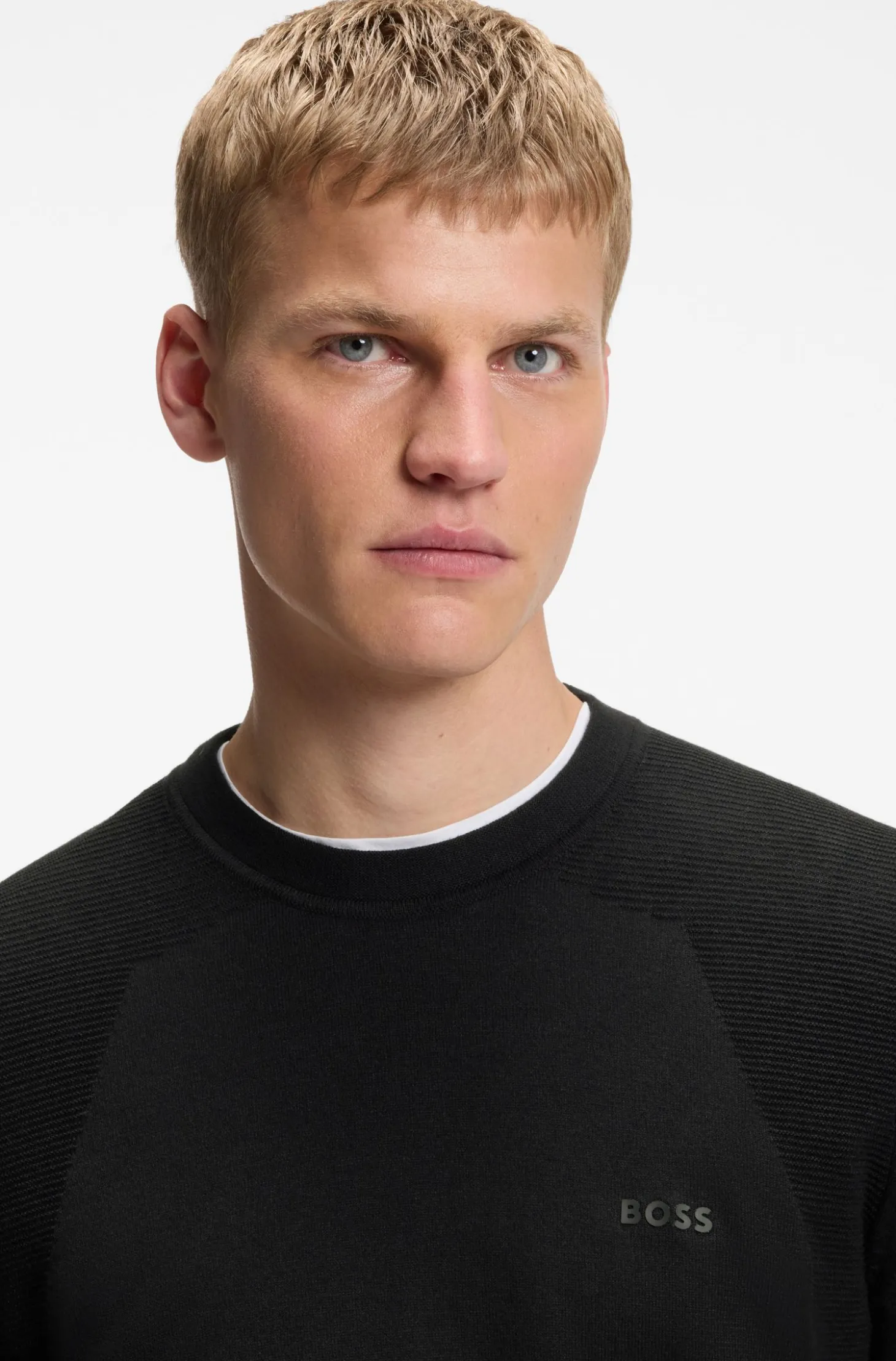 Cotton-blend sweater with bodymapping structure