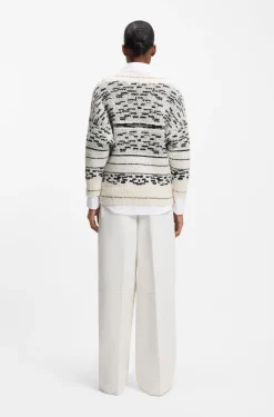 Cotton-blend sweater with jacquard pattern