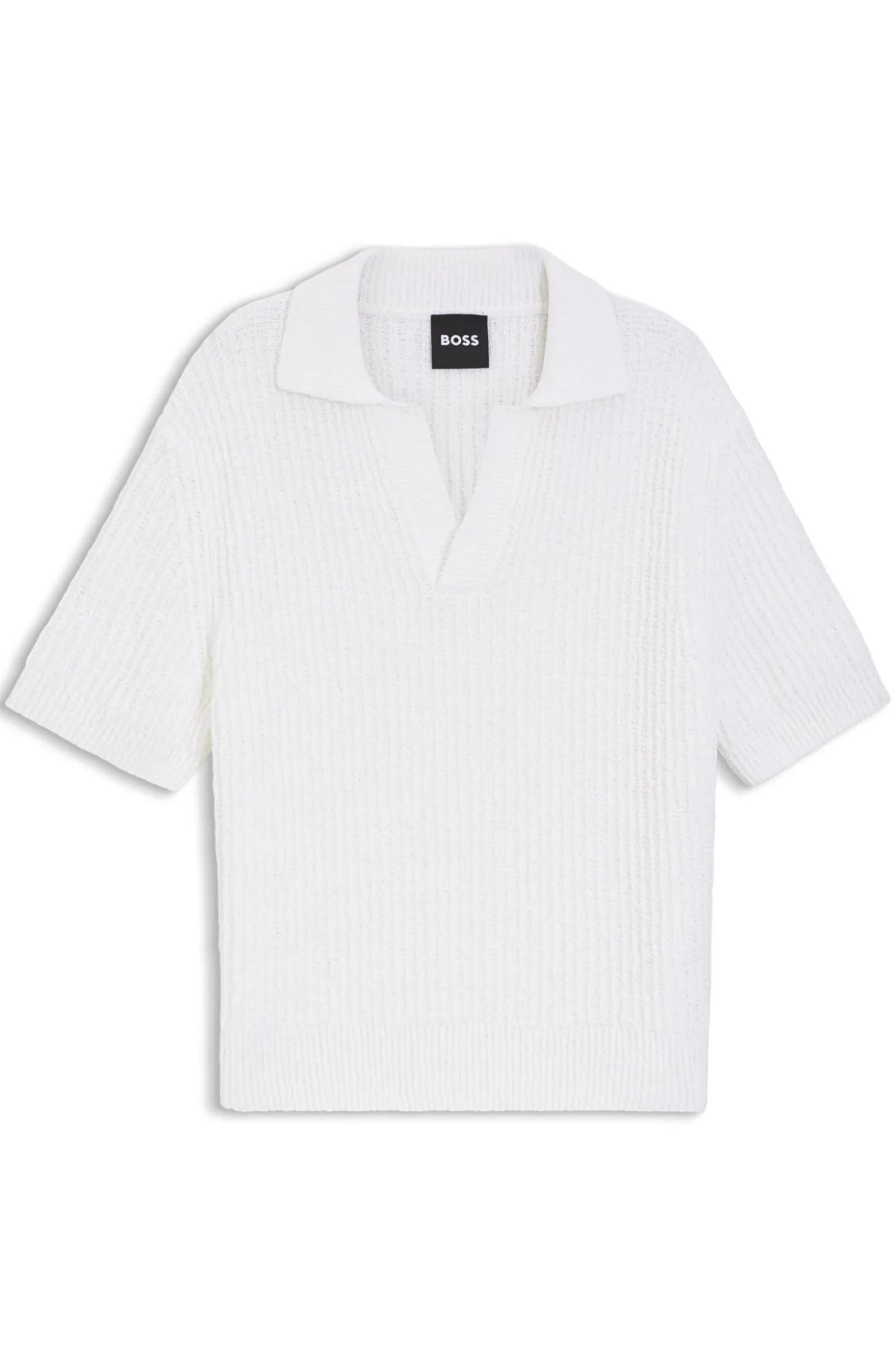 Cotton-blend sweater with Johnny collar