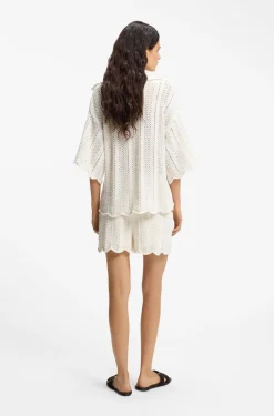 Cotton-blend sweater with knitted wave structure
