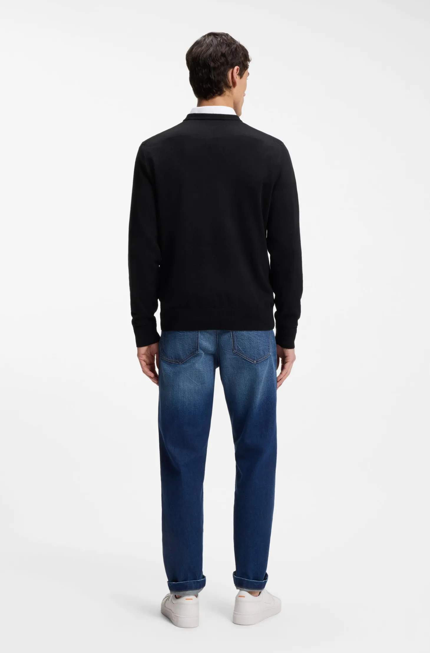 Cotton-blend sweater with logo patch