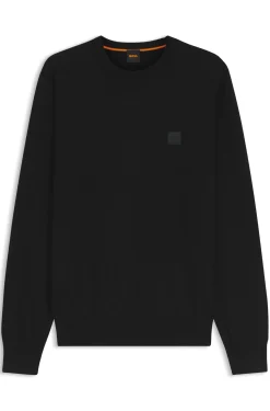 Cotton-blend sweater with logo patch