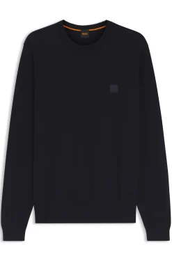 Cotton-blend sweater with logo patch