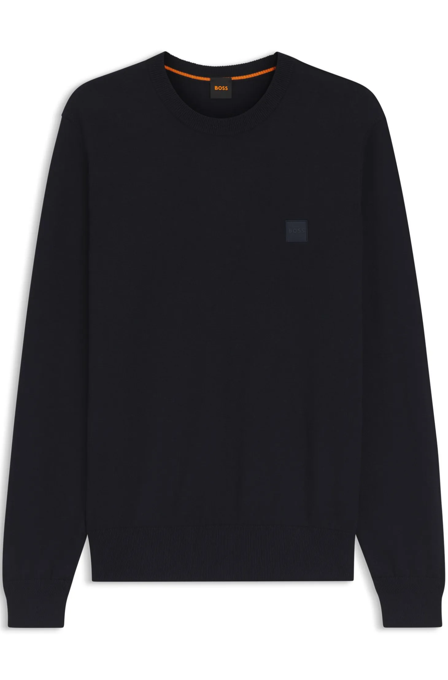 Cotton-blend sweater with logo patch