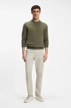 Cotton-blend sweater with logo patch