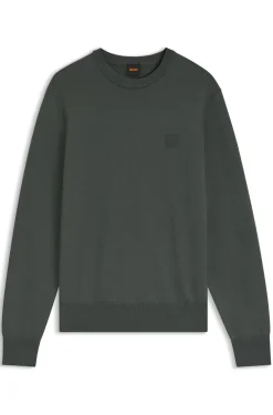 Cotton-blend sweater with logo patch