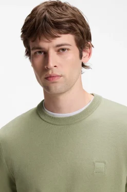 Cotton-blend sweater with logo patch
