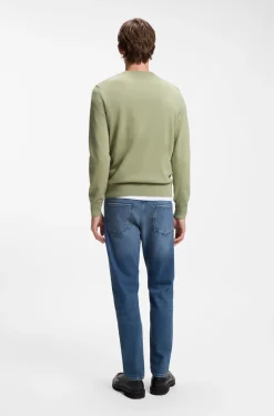 Cotton-blend sweater with logo patch