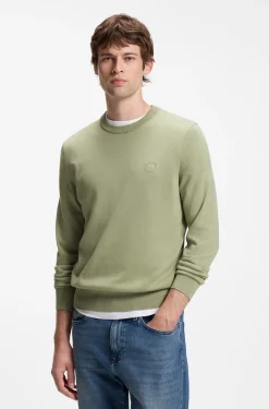 Cotton-blend sweater with logo patch