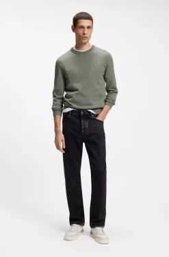 Cotton-blend sweater with logo patch